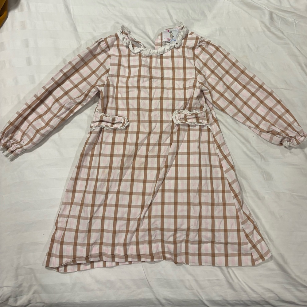 Plaid Pink and Brown Girls Dress